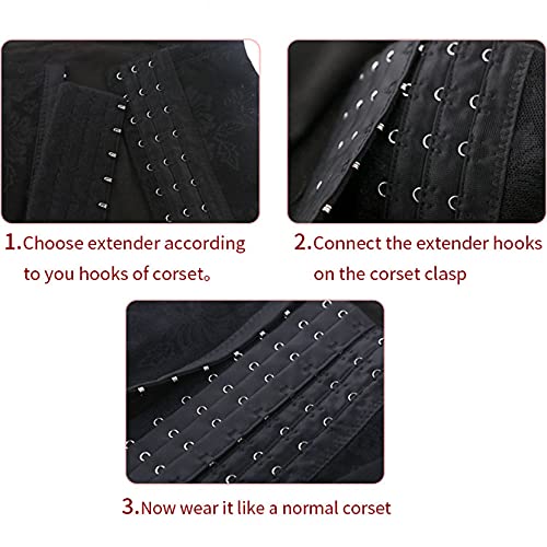 7 Hooks Bra Extender Back Corset Extender Ladies Bra Strap Extension 4pcs - color: Black