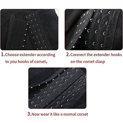 7 Hooks Bra Extender Back Corset Extender Ladies Bra Strap Extension 4pcs - color: Black