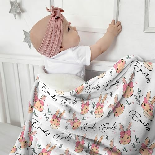 Personalized Blanket with Name, Custom Bunny Blanket for Baby - color: S6