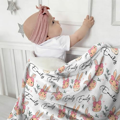 Personalized Blanket with Name, Custom Bunny Blanket for Baby - color: S6