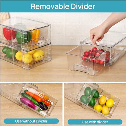 Vtopmart 8 Pack Stackable Clear Drawer with Dividers - size: 8Pack 4.4"H-with Dividers