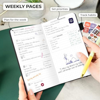 Clever Fox Pocket Planner, Mini Undated Weekly Calendar, Small Black - color: Black, size: Pocket size (3.7" x 6.7")