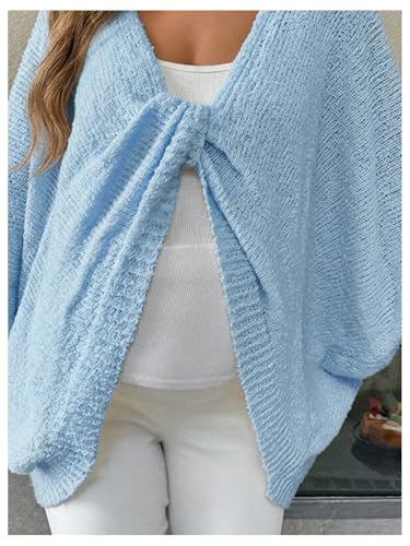 Milumia Women's Maternity Twist Front Sweater Oversized Pregnancy Cardigan - color: Light Blue, size: Medium
