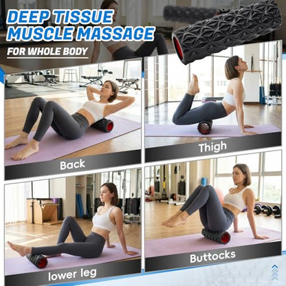 Foam Roller for Deep Tissue Massager High Density Massage Roller - color: Black