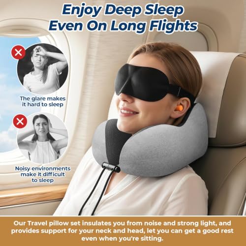 ExploreBliss Travel Pillow, Neck Pillow Airplane, Light Grey - color: Light Grey