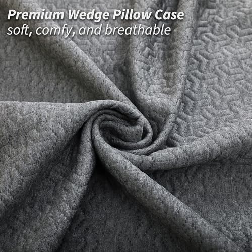 Wedge Pillow Cover 24x24x7 in, Zipper & Pockets, Gray - color: Gray