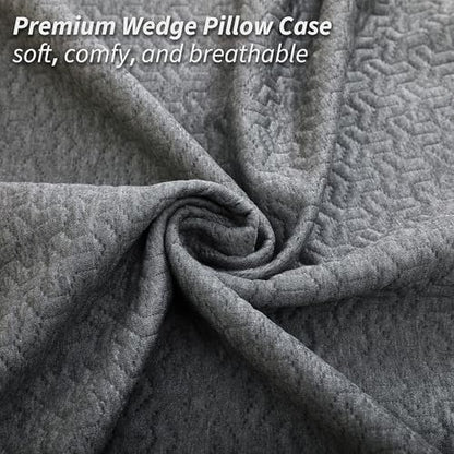 Wedge Pillow Cover 24x24x7 in, Zipper & Pockets, Gray - color: Gray