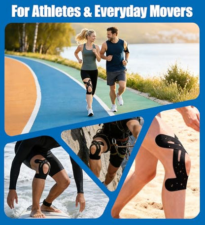 Precut Kinesiology Tape for Knees, 24 Pcs Individual Packaged (Blue) - color: Blue, size: 24PCS