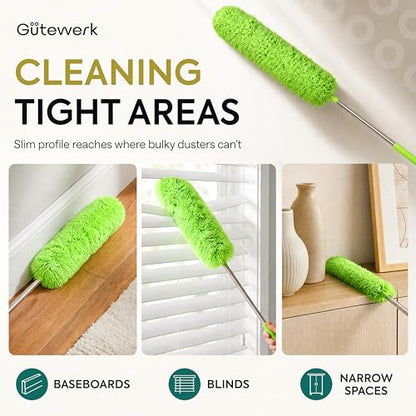 Gütewerk Extendable Microfiber Duster, 360° Bendable Head, 55 Inch Green - color: Green, size: up to 55 inch