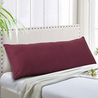 EVOLIVE Body Pillow Cover 21"x54", Microfiber, Hidden Zipper (Wine) - color: Wine