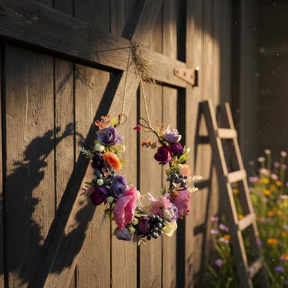 Fairy Flower Crown Headband, Pink Purple Rose Floral Headpiece - color: Purple