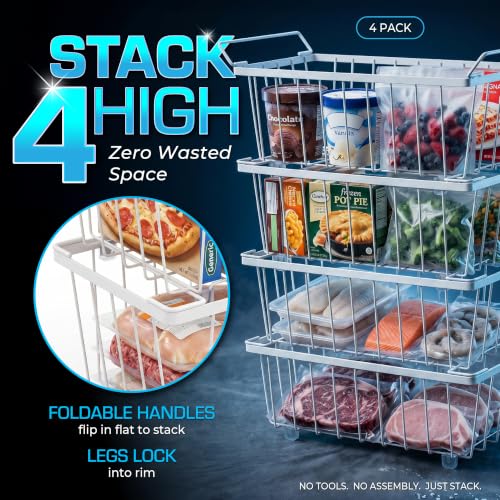 Freezer Organizer Bins 4-Pack, Fits Most 5–7 Cu. Ft. - White - color: White