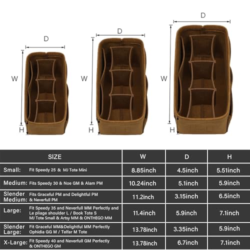 ZTUJO Purse Organizer Insert, Felt Bag Organizer For Handbag Purse Organizer,13 Colors, 6 Size (Medium, Light Coffee) - color: Light Coffee, size: Medium