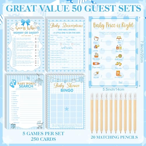 Patelai 321 Pcs Baby Shower Games Supplies, Boy - style: Boy
