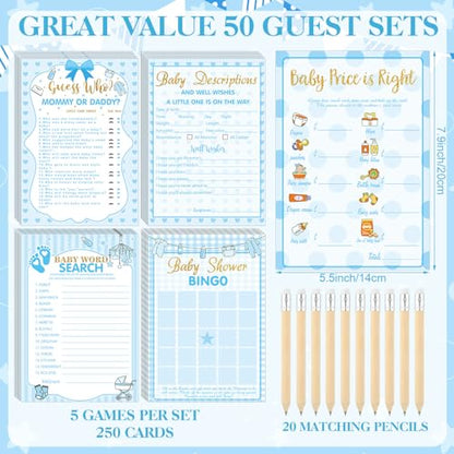 Patelai 321 Pcs Baby Shower Games Supplies, Boy - style: Boy