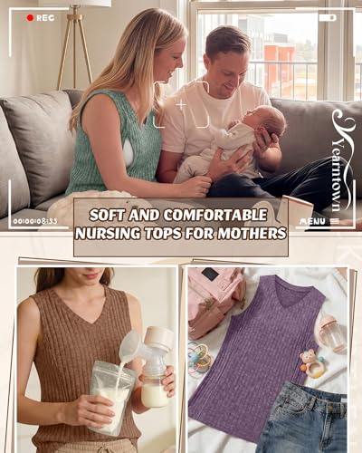 3 Pack Women's Nursing Tank Tops - color: Green, Brown, Purple, size: X-Large