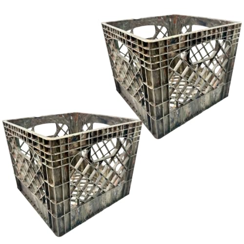 Milk Crate, Stackable Plastic Storage with Handles, 16 Qt, Camo, 2 Pack - color: Camo, size: 2-Pack