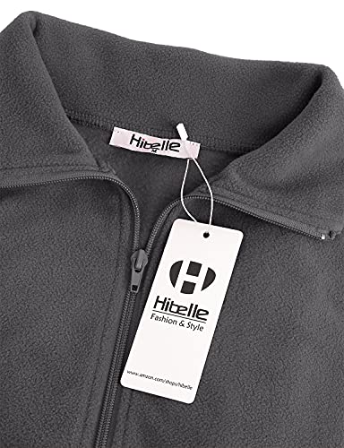 Hibelle Women's Outdoor Full-Zip Thermal Fleece Jacket with Pockets - color: 203-grey, size: Large