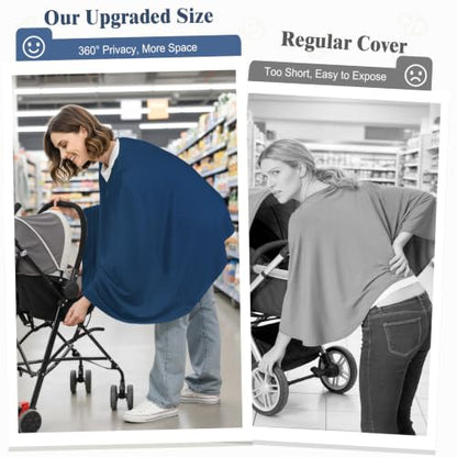 Basumee Nursing Cover for Breastfeeding Breathable Mesh 360 Full Privacy - color: Navy Blue, size: 1 Pack