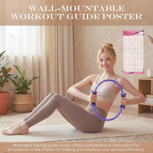 RitFit Pilates kit, 14" Pilates Ring with Pilates Ball & Resistance Bands - color: Purple