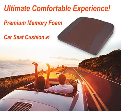 Lofty Aim Car Seat Cushion, Memory Foam Car Seat Cushions for Long Driving - color: Brown