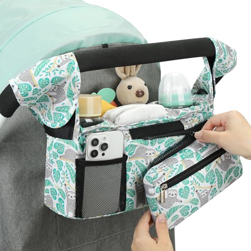 Accmor Universal Stroller Organizer with Insulated Cup Holder - color: Sloth
