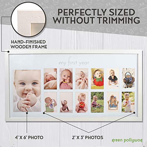 Green Pollywog Baby's First Year Collage Picture Frame, White - color: Baby First Year