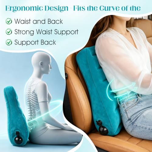 Portable Lumbar Pillow Inflatable Support Pillow - Inflatable Waist Cushion - color: Blue