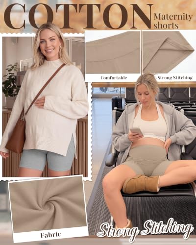 Ficerd 3 Pack Maternity Pajama Lounge Shorts - color: Khaki, Light Gray, Black, size: X-Large