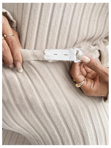 MakeMeChic Women's Maternity 2 Piece Sets Ribbed Knit Hoodie Pants Outfits - color: Apricot, size: X-Large