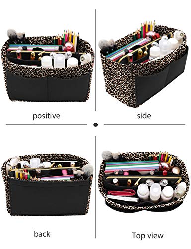 LEXSION Felt Purse Organizer Insert, Tote Bag Shaper Dividers with 5 Sizes - color: B-Leopard, size: Regular Large