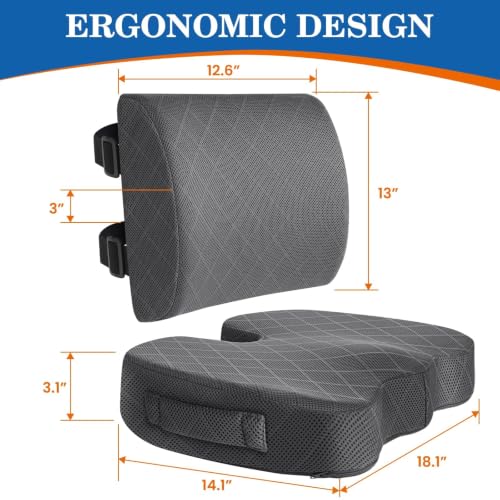 Back&Seat Cushion, Chair Cushions, Lumbar Back Support Pillow, Grey/Large - color: Grey, size: Large