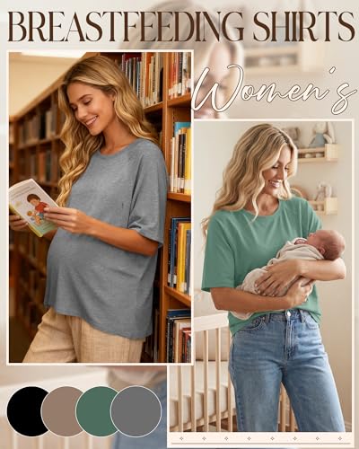 4 Pack Women's Nursing Shirts - color: Light Gray, Light Green, Khaki, Black, size: XX-Large