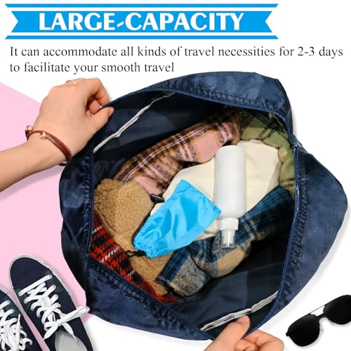 Travel Bag 2PCS Foldable Duffle Tote Weekender Overnight Luggage Bag - color: Red+Blue