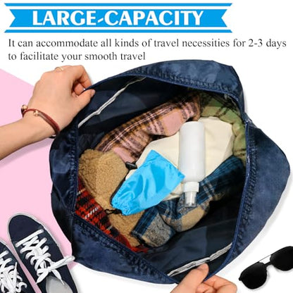 Travel Bag 2PCS Foldable Duffle Tote Weekender Overnight Luggage Bag - color: Red+Blue