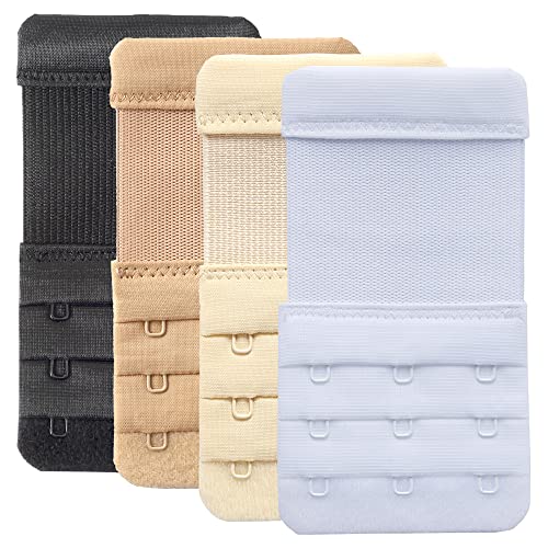 Women's Bra Extender 3 Hook / 2 Hook Bra Extension Strap Soft and Comfortable - color: 4pcs, 3 Hook 3/4 Inch Spacing