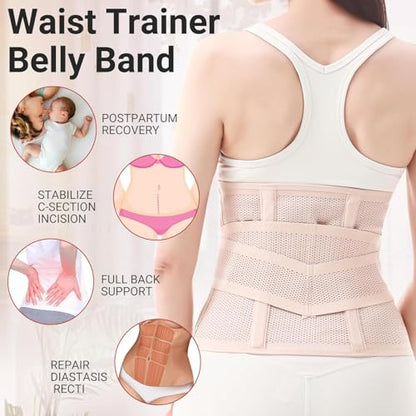 Trendyline Postpartum Belly Band Wrap: Adjustable Support Abdominal Binder - color: Beige, size: XX-Large