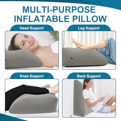 Inflatable Leg Elevation Pillow, Portable Wedge Pillow for Sleeping(Grey) - color: Grey