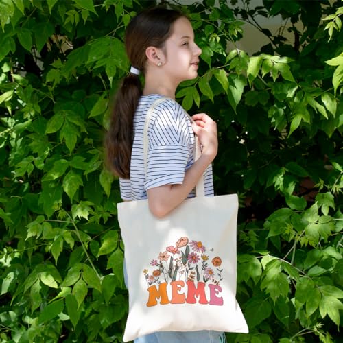 Grandma Gifts Tote Bag Birthday Mothers Day Retirement Gifts for Women Mama Nana Mimi Shoulder Bag Reusable Grocery Bags - color: Meme