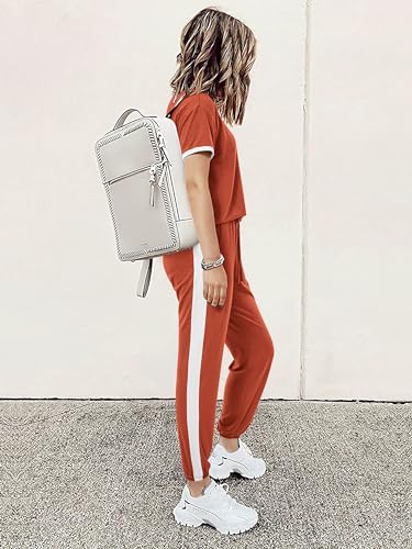 MASCOMODA Womens 2 Piece Outfits Summer Matching Lounge Sets Jogger Set - color: Orange, size: Small