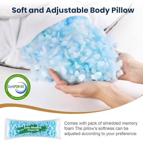 TranquilRelax C Shaped Body Pillow for Side Sleepers, Grey-53"*10" - color: Grey, size: 53*10 in