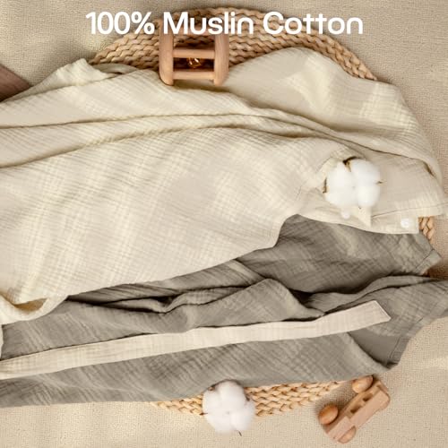 MEXXI Muslin Nursing Covers for Breastfeeding, 2 Pack Privacy Nursing Apron - color: Cream
