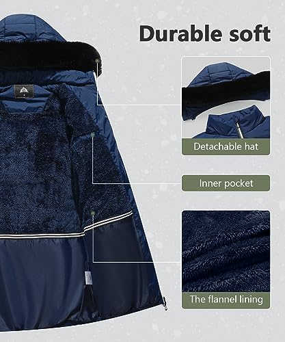 Women's Long Warm Winter Puffer Jacket Lightweight Fashions Down Coats - color: Dark Blue, size: X-Large
