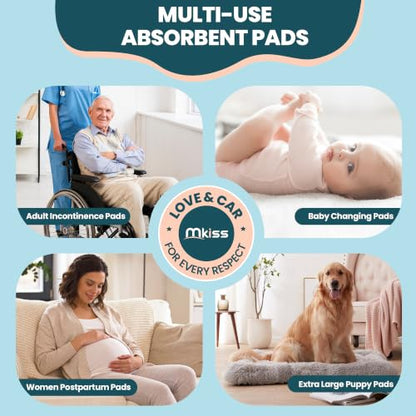 MKISS Extra Large Bed Pads with Adhesive Strips 40" x 36" 25 Count - size: 40"x36"-25Pcs(with Adhesive Stripes)