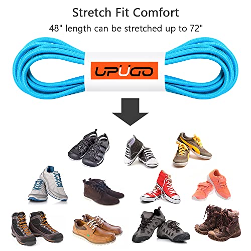 UpUGo Elastic Shoe Laces, No Tie Shoe Laces for All Ages, One Size Fit All - color: Plain Lake Blue, size: 1 pair