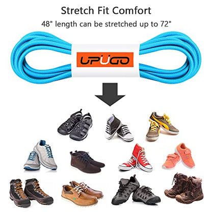 UpUGo Elastic Shoe Laces, No Tie Shoe Laces for All Ages, One Size Fit All - color: Plain Lake Blue, size: 1 pair