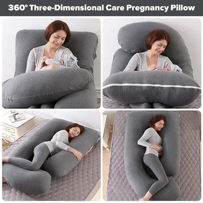 BATTOP Pregnancy Pillows for Sleeping- U Shaped Full Body Maternity Pillow, Pregnancy Pillow for Side Sleepers with Removable Cover, Supports Back, Hips, Belly & Legs (Black Grey) - color: Black Grey