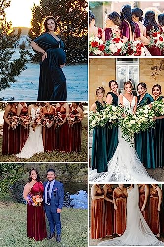 72styles Velvet Multi-Way Wrap Infinity Maxi Dress for Bridesmaids - color: Gold, size: One Size Plus