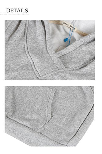 Smallshow Women's Fleece Maternity Nursing Sweatshirt Hoodie Kangaroo Pocket - color: Light Grey, size: Small