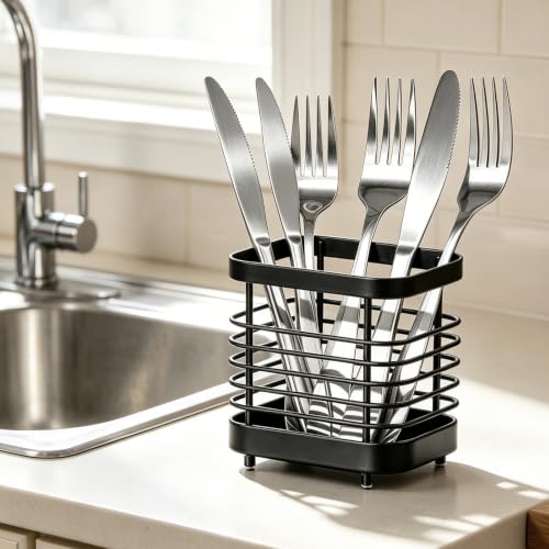 Utensil Holder, Stainless Steel Utensil Drying Rack for Kitchen Counter - color: Small, Black